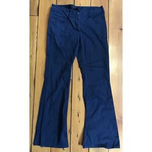 H&M Navy Blue Boot Cut Slacks Flat Front Work Pants Womens 10 33“ x 32“